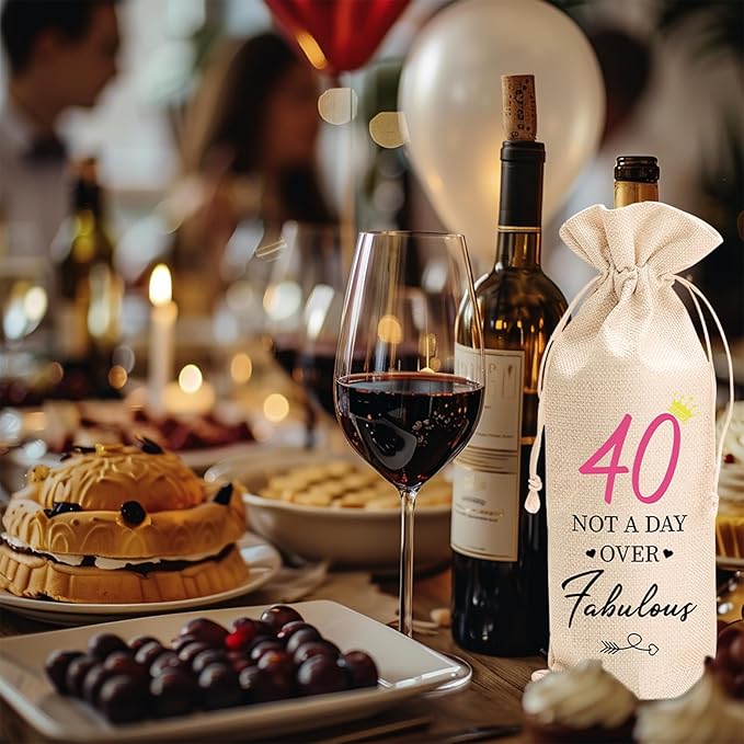 comfit 40th Birthday Gift for Women Men,40 Years Old Birthday Party Decorations,1984 Birthday Wine Bag