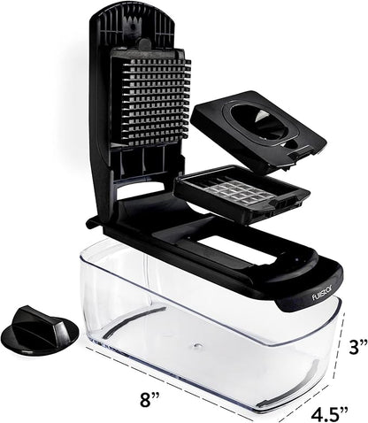 Fullstar Vegetable Chopper - Food Chopper - Onion Chopper - Vegetable Slicer & Spiralizer - Veggie Chopper with Container - Kitchen Gadgets - Home Essentials - Kitchen Accessories (4 in 1, Black)