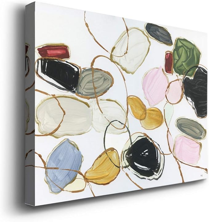 Renditions Gallery Canvas Wall Art Modern Paintings Decorations Colorful Brushstroke Jewels Abstract Watercolor Wall Hanging Artwork Prints for Bedroom Office Kitchen - 8"x12" LT33