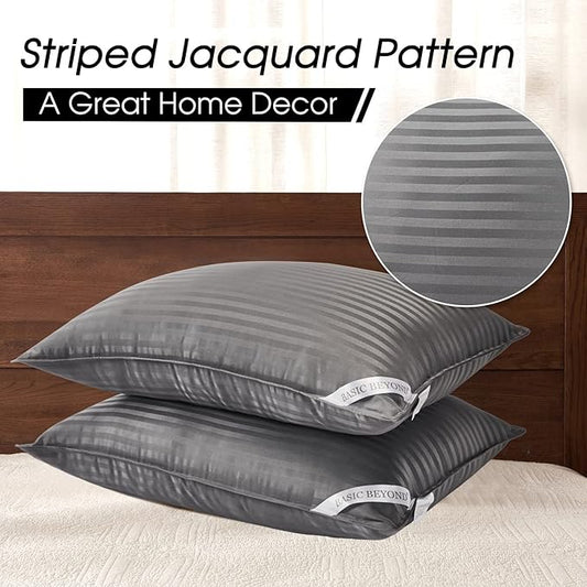 Basic Beyond Standard Size Pillows for Sleeping - Soft Down Alternative Pillows Luxury Hotel Collection Bed Pillows Set of 2, Grey, 20x26 Inches