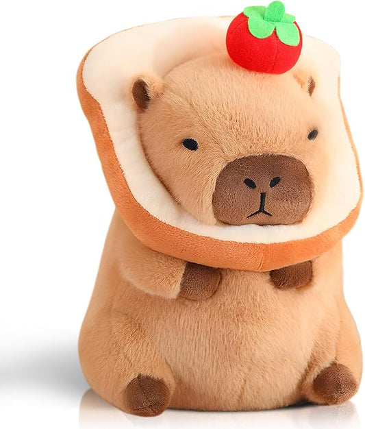 Cute Capybara Plush with Bread Kawaii Soft Apple Capybara Stuffed Aniamls Capybara Plush Toys Hugging Gifts Kids Girls Boys 12 inch