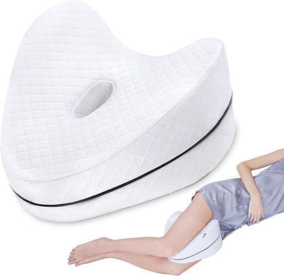SAHEYER Knee Pillow for Side Sleepers, Momory Foam Leg Pillow for Side Sleeping, Heart Shape Leg Elevation Pillow, Washable Cover Knee Support Pillow for Spine Alignment, Sciatica Relief, Post Injury