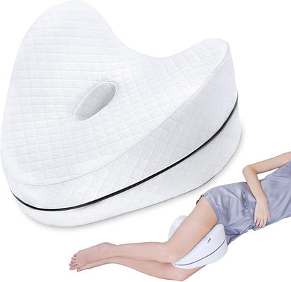 SAHEYER Knee Pillow for Side Sleepers, Momory Foam Leg Pillow for Side Sleeping, Heart Shape Leg Elevation Pillow, Washable Cover Knee Support Pillow for Spine Alignment, Sciatica Relief, Post Injury
