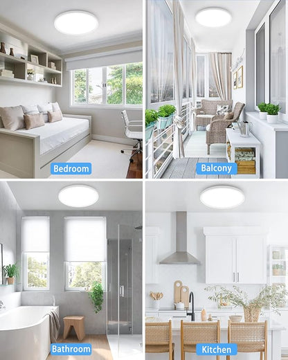 slochi 4PACK LED Flush Mount Ceiling Light Fixture White, 9Inch 24Watt, 5000K Daylight Ultra Slim Ceiling Lamp for Living Room, Dining Room, Hallway,NOT-DIMMABLE