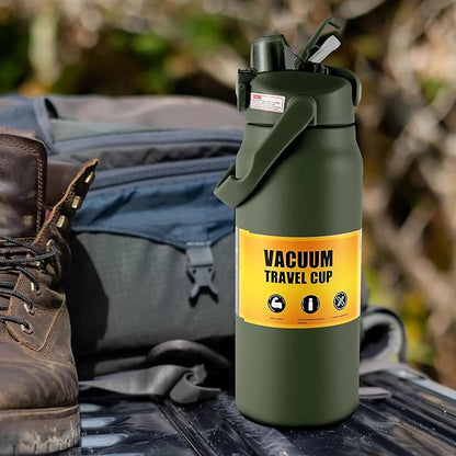 ColorSub 50oz Insulated Water Bottle With 2-in-1 Straw and Chug Leakproof Lid, BPA Free Stainless Steel Wide Mouth Sports Water Cup Flask Army green