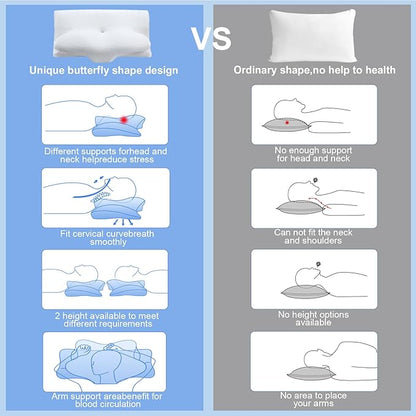 Neck Pillow, Neck & Cervical Pillows for Neck Support, Adjustable Cervical Neck Pillow for Sleeping, Memory Foam Side Sleeper Cervical Pillow for Bed