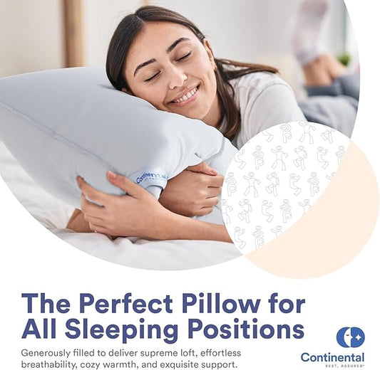 Continental Bedding P550medS2 Sleeping Bed Pillow, Standard (Pack of 2), White 2 Count