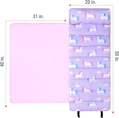 Wildkin Original Nap Mat with Reusable Pillow for Boys & Girls, Ideal for Sleepovers, Equipped with Hook & Loop Fastener, Made from Cotton Blend Materials - Nap Mat for Kids