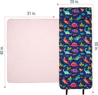Wildkin Original Nap Mat with Reusable Pillow for Boys & Girls, Ideal for Sleepovers, Equipped with Hook & Loop Fastener, Made from Cotton Blend Materials - Nap Mat for Kids