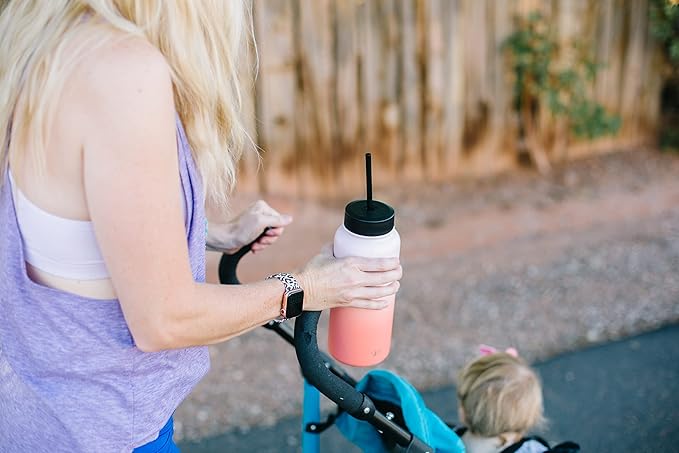 Simple Modern Wide Mouth Lid Leak Proof Straw Chug Handle Flip Fits Summit Water Bottles and Hydro Flask, Tumbler Style, Cherry