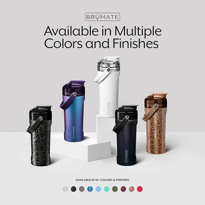 BrüMate MultiShaker Blender Bottle, 26oz (Gold Leopard, Stainless Steel), Insulated Protein Shaker and Pre Workout Bottle for Gym Use