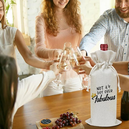Birthday Wine Bag, Funny Wine Gifts for Women Men, Birthday Gifts for Mom Wife Friend, Party Favor Wine Champagne Gift Bag With Drawstring -01