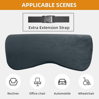 HOMBYS Cervial Recliner Neck Pillow for Pain Relief, Foam Headrest Pillow with Strap for Securing, Extra Large & Non-Slip Neck Pillow for Recliner, Sofa, Office Chair, Car, Dark Grey