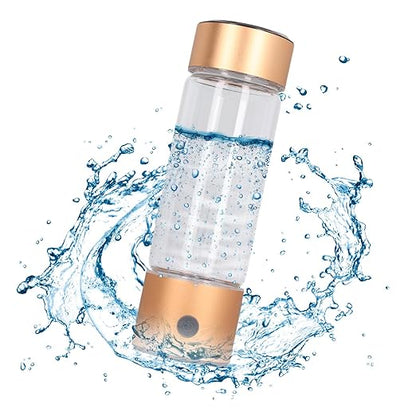 Hydrogen Water Bottle, 410ml Hydrogen Rich Water Generator with Nasal Inhalation Hose, Rechargeable Portable Glass Hydrogen Ionizer for Daily Fitness Drinking