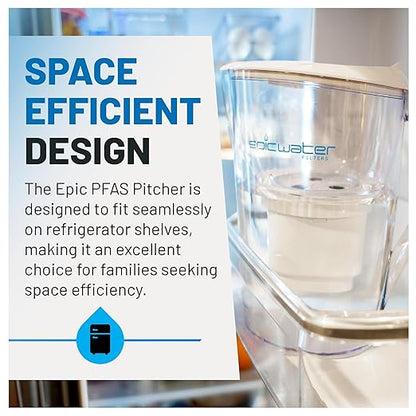 Epic Water Filters PFAS Forever Chemicals Filter Pitcher for Drinking Water, 10 Cup 150 Gallon Filter, Tritan BPA Free, Removes PFAS, PFOA, PFOS (Navy)