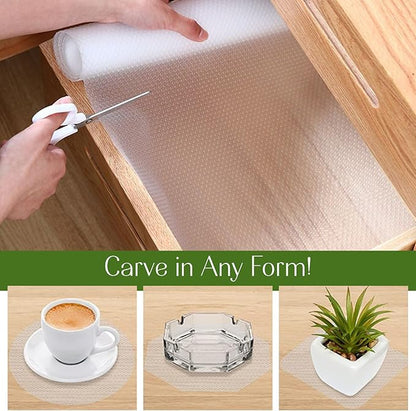 EVALAND 17.7 INCHES x 33 FEET (394 Inches) Non-Slip Shelf Liner, EVA Kitchen Liner, Non-Adhesive Liner, Original Smooth Shelf Liner, Durable Strong Grip Liner, Stain-Proof Shelf, Drawer, Cabinet Liner