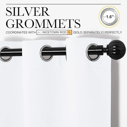 NICETOWN White Curtains for Sliding Door - 55 by 96, 2 Pieces, Blocking Out 50% Sunlight Window Treatment Modern Design Grommet Curtain Panels for Dining Room