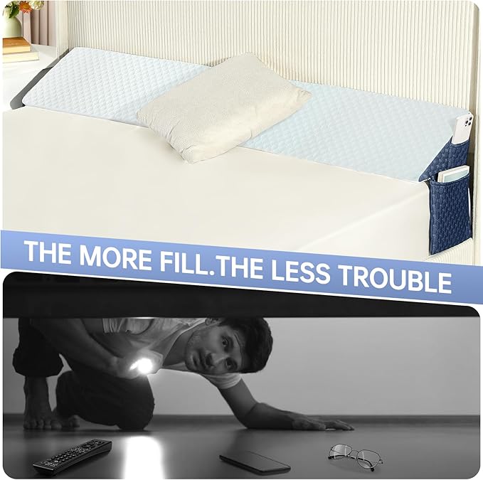 Twin Bed Wedge Pillow for Headboard 39"x 10"x 6" Large/Mattress Gap Filler Close The Gap (0-6")/Foam Triangle Bloster Wedge Pillow headboard for Headboard Gap Between Mattress and Headboard