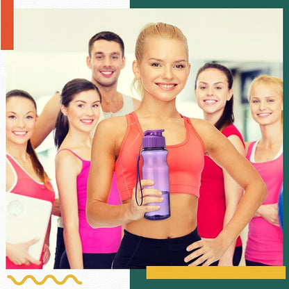 Tioncy 40 Pieces Water Bottles Bulk 17 oz Plastic Sport Drink Bottles with Handle Strap Lightweight Leakproof Reusable Leak Proof Travel Bottles for Fitness Gym(Cute Colors)