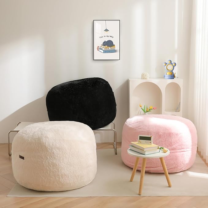MAXYOYO Bean Bag Chair Bed for Kids, Convertible Bean Bag Folds from Lazy Chair to Floor Mattress Bed, Stuffed Floor Sofa Couch Sofa Bed for Boys and Girls, High-Density Foam Filling, Black