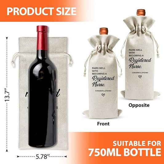 Registered Nurse Wine Bag For Her Him Women Men Nurse Gift, Nursing School Gift, Gift For Registered Nurse, Rn Graduation, Nurse Week Gift, Reusable Wine Bags With Drawstring