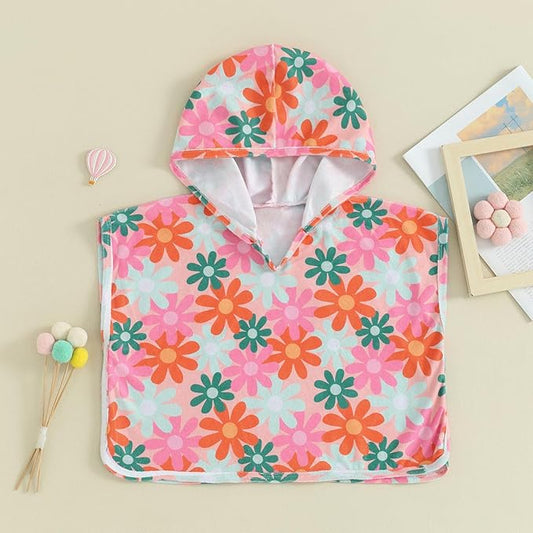 Toddler Beach Towel with Hood Kids Waffle Swim Cover Up Bath Towel Surf Poncho Boys Girls Hooded Beach Towel (Multicolor, 18-24 Months)