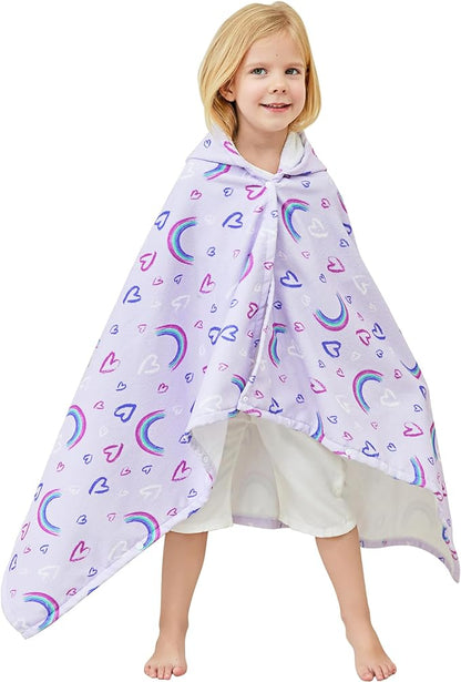 Kids Bath Hooded Towels, Kids Beach Towel for Boys Girls Super Soft and Absorbent, Beach | Pool | Bath | Swim Towels for Baby Kids Ages 0-8, 30X50 in, Rainbow