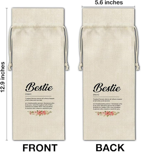HOIJAUMAI Gift for Bestie, Bestie Gifts for Women Her, Bestie Wine Bag Bestie Definition Wine Gift Bags for Birthday Party