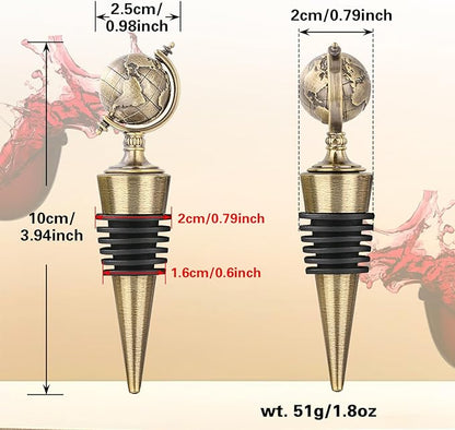 LKKCHER Earth Globe Wine Stopper, Wine Gifts for Men Women, Bottle Stoppers for Wine Champagne, Birthday Gifts, Wine Saver, Wine Accessories