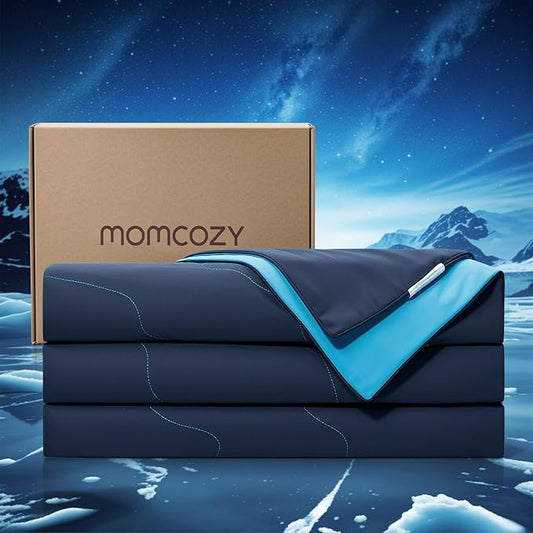 Momcozy Life CoolMurm Cooling Comforter for Hot Sleepers, Twin/Twin XL 68" x90” Hot Flashes Cooling Blanket, All-Season Lightweight Soft Breathable Cooling Quilt Duvet, Cool All Night, Midnight Blue