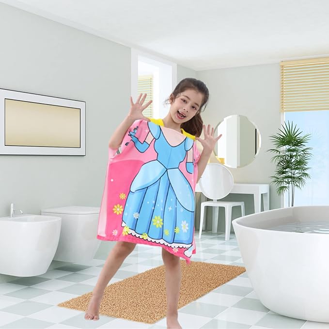 Princess Kids Hooded Towel for Toddler Girls Soft and Absorbent Poncho Hooded Kids Towel for Beach Bath and Swim, 47.2" L x 23.6" W