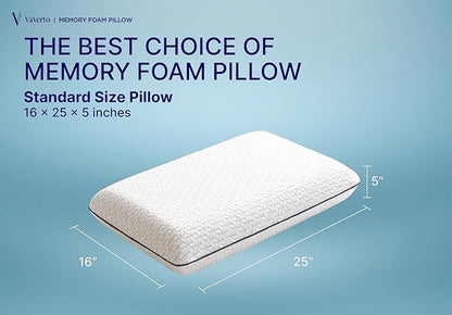 Vaverto Gel Memory Foam Pillow 2 Pack - Standard Size - Ventilated, Bed Pillows with Viscose Made from Bamboo Pillow Cover,Cooling, Contoured Support