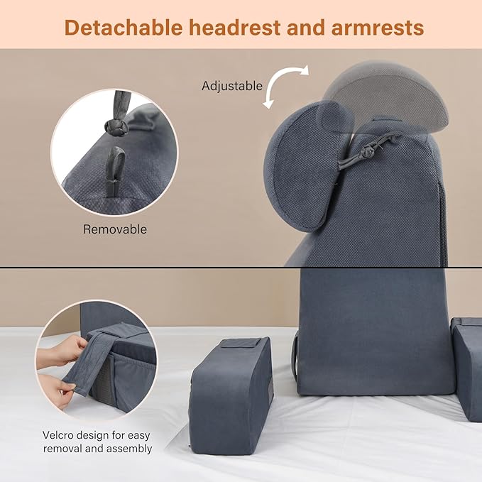 Reading Pillow,Back Pillow for Bed Sitting Up,Back Support Pillow with Arms,Chair Pillow,Bed Pillow for Sitting Up,Adult Backrest Pillow for Watching TV/Gaming/Resting in Couch&Floor-19IN,4PCS