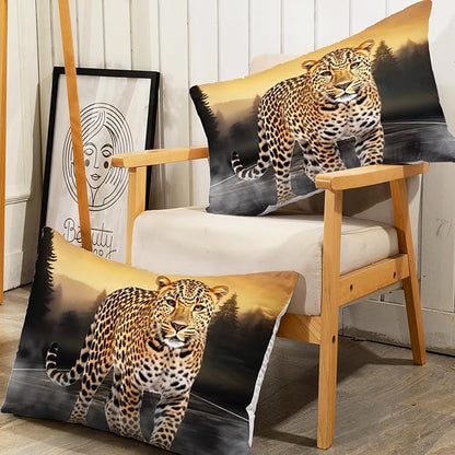 AILONEN Leopard Fitted Sheet Set Twin Size, 3D Cheetah Printed Bed Sheet Set,Wildlife Bedding Leopard Sheet Set,Wild Animal Leopard Bed Sheet Set Boys Fitted Sheet with 2 Pillowcases,3 Pieces
