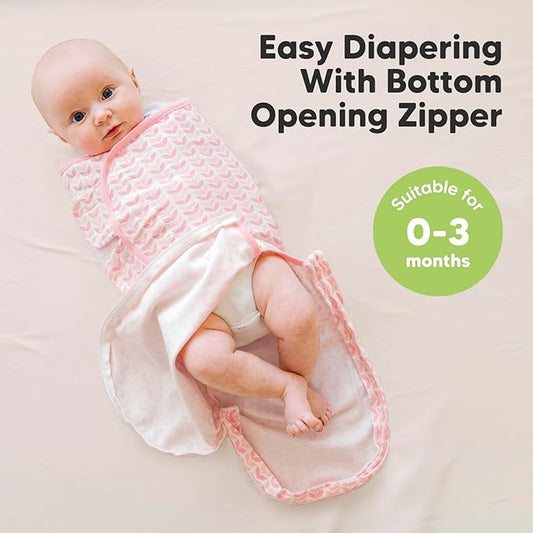 Baby Swaddle Sleep Sacks with Zipper - 3-Pack Newborn Swaddle Sack, Baby Swaddles Sleep Sack 0-3 Months, Wearable Blanket Baby, Baby Swaddle Blanket Wrap, Swaddle Sack, Easy Change Swaddle (Blossom)