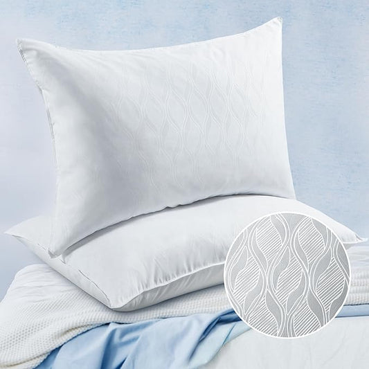 puredown Soft Bed Pillows for Sleeping, Goose Feather Down Pillows Hotel Collection Standard Size of 2, Netting Pattern Embossing Pillows for Back Stomach Side Sleepers (20 x 26, 2 Pack)