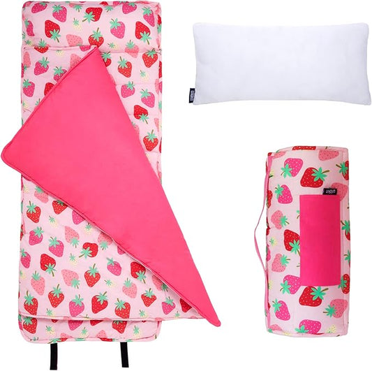 Wildkin Original Nap Mat with Reusable Pillow for Boys & Girls, Ideal for Sleepovers, Equipped with Hook & Loop Fastener, Made from Cotton Blend Materials - Nap Mat for Kids