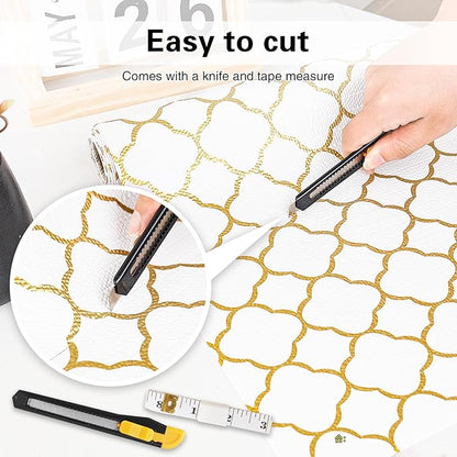 Shelf and Drawer Liner for Kitchen Cabinet-12 in x 10 FT Non-Adhesive Cabinet Liners for Shelves Non-Slip Waterproof Kitchen Drawer Liners Contact Paper Shelf Paper with Knife and Tape Measure