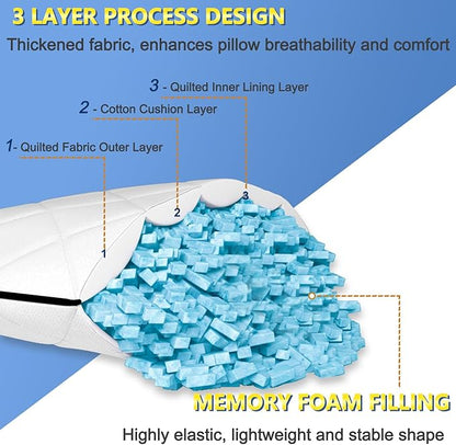 AS AWESLING Soft Pillows for Sleeping - Shredded Memory Foam Bed Pillows Set of 2 for Side Back Stomach Sleepers (King(20 * 36 inches))