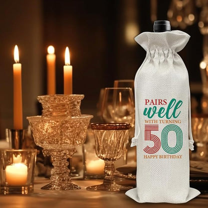 50th Birthday Gifts Wine Bag Congratulations Gifts for Women Men Parents Mom Dad Anniversary Favors 1974 Birthday Wine Gift Bag