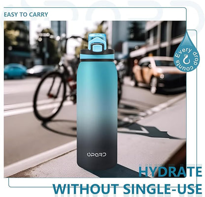 Opard 30oz Sports Water Bottle with Leak Proof Flip Top Lid BPA Free Tritan Reusable Plastic for Gym and Outdoor