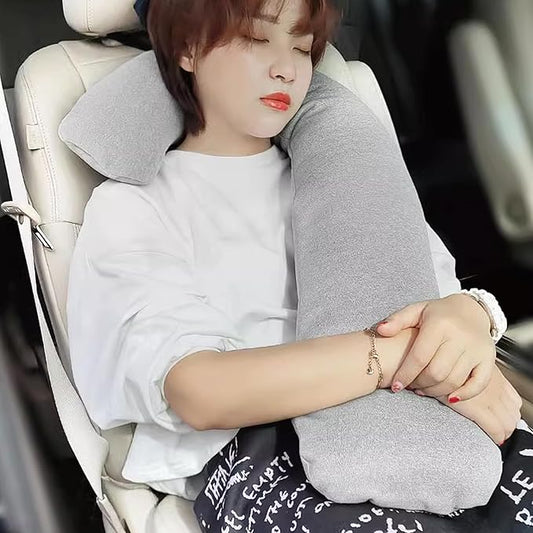 Travel Neck Body Pillow for Car Sleeping, Travel Gifts J Pillow Road Trip Essentials for Adults Kids, Neck&Spine Support Pillows Black