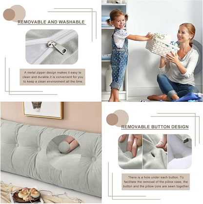 Large Triangular Headboard Pillows Long Backrest Positioning Support Bolster Cushion for Daybed Fluffy Quality Plush Body Wedge Pillow with Removable Cover(Dark grey-Cal King-71x8x20 in)