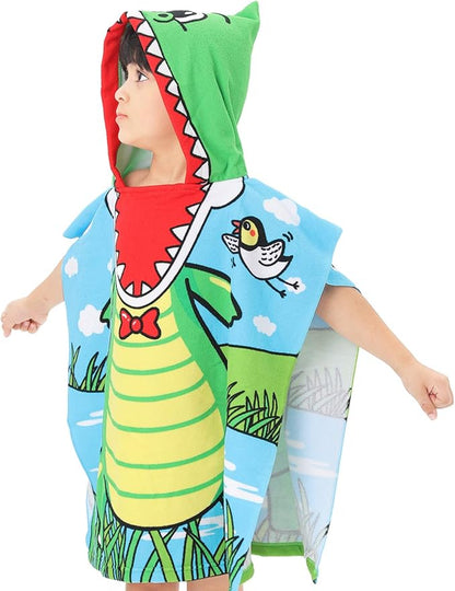 NovForth Kids Beach Towel for Boys Girls, Alligator Hooded Bath Towel Wrap, Toddler Pool Towel with Hood
