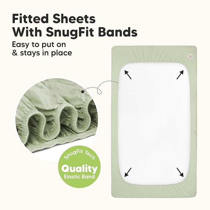 2-Pack Waterproof Crib Sheets for Boys, Girls - Viscose Derived from Bamboo Crib Sheets Neutral, Crib Mattress Protector Sheet, Soft Toddler Bed Sheets, Fitted Baby Crib Sheets Girl, Boy (Avocado)