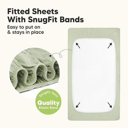 2-Pack Waterproof Crib Sheets for Boys, Girls - Viscose Derived from Bamboo Crib Sheets Neutral, Crib Mattress Protector Sheet, Soft Toddler Bed Sheets, Fitted Baby Crib Sheets Girl, Boy (Avocado)
