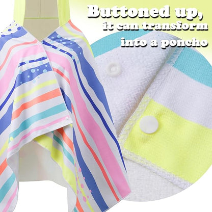 Kids Hooded Towels - Soft and Absorbent Bath, Beach, Swim Pool 30" x 60" Large Towel Cover Up for Boys and Girls Colorful Stripes