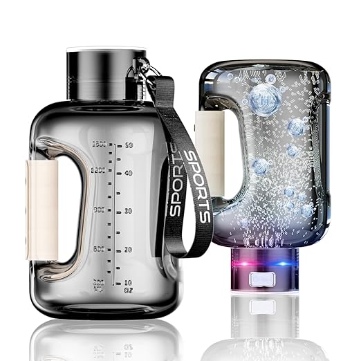Hydrogen Water Bottle, 57OZ/1.5L Large Capacity Portable Hydrogen Water Bottle Generator,Hydrogen Water Generator with SPE/PEM Technology,for Outdoor sports/indoor fitness,Present for festival (gray)
