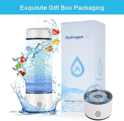 White 400ml Hydrogen Water Bottle High Hydrogen Concentration Generator Purifier Quantum Health Filter with SPE PEM Technology AY007