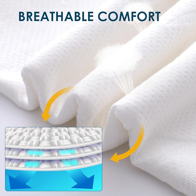 Cooling Bed Pillows for Sleeping 2 Pack, Shredded Memory Foam Pillows Queen Size Set of 2 - Adjustable Pillows for Side Back Sleepers with Cooling Washable Cover, Medium Firm Support Pillows